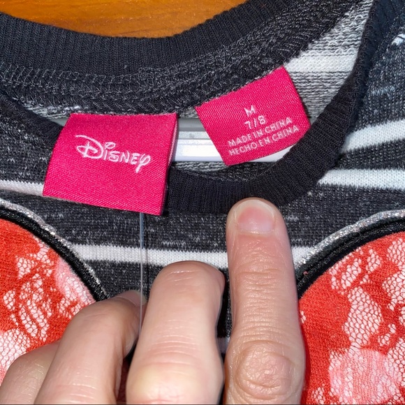 NWT 7/8 Minnie Mouse Disney top stripped Lace! M - Picture 4 of 6